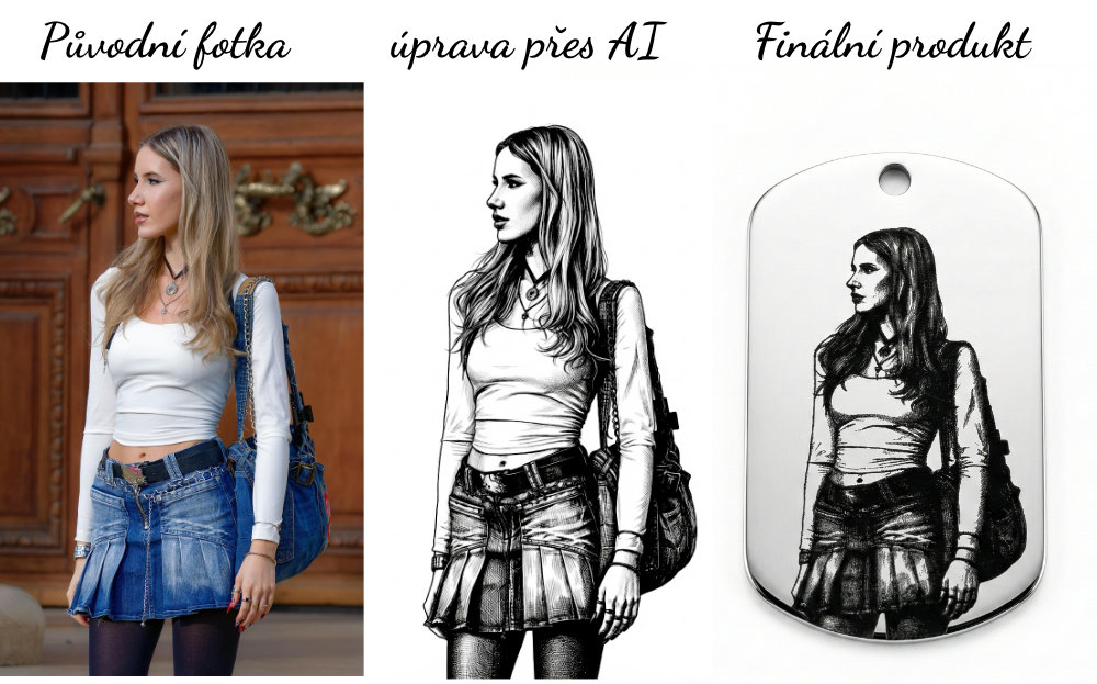 Dívka upravena AI na kresbu gravírování